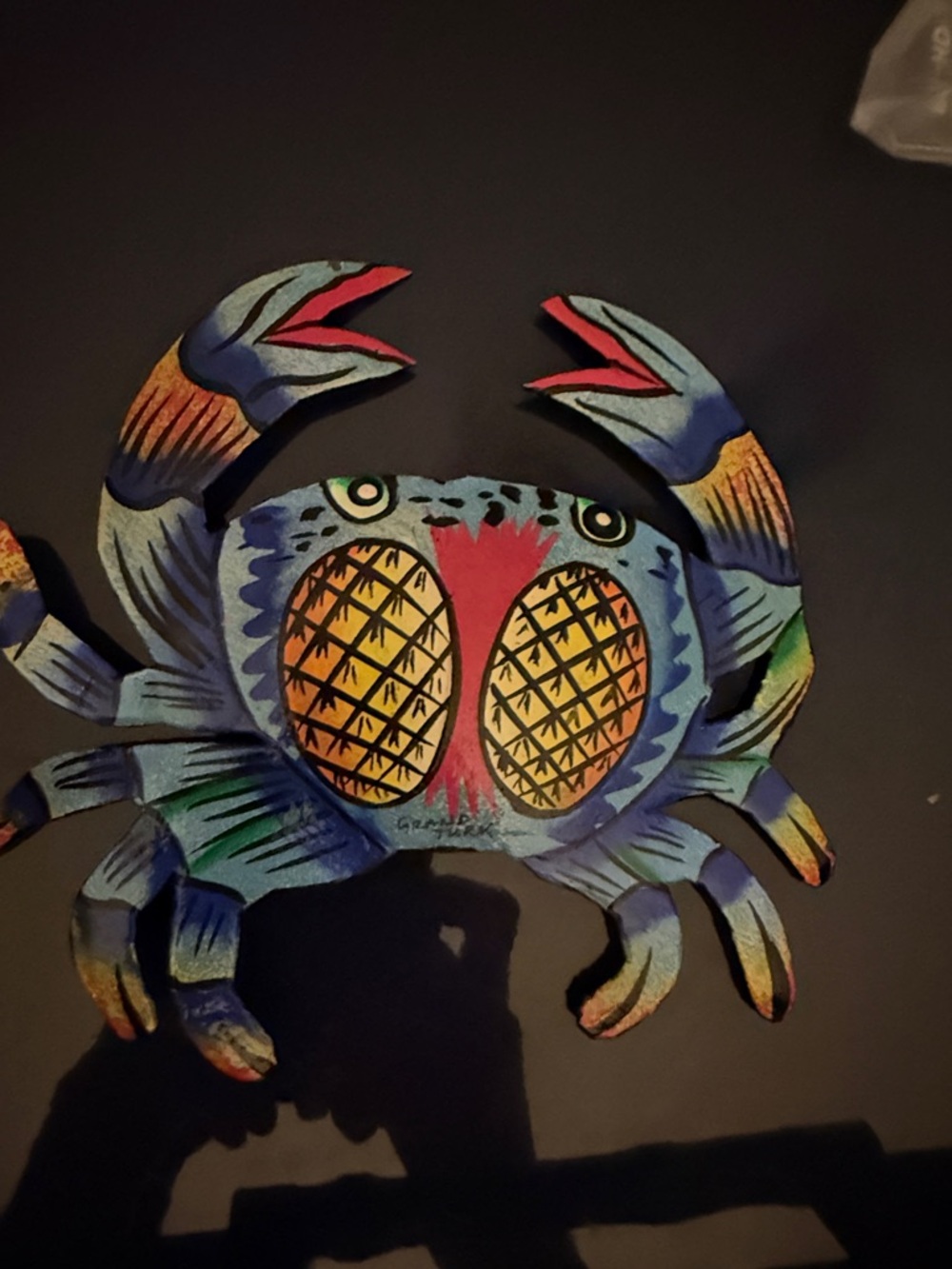 Hand-Painted Blue Tropical Crab Wall Accent